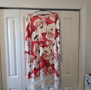 Santa Claus Print Long Sleeve Dress